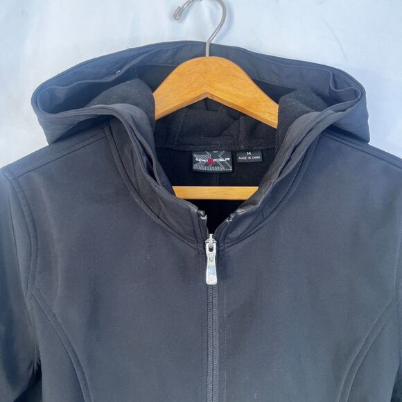 ZeroXposur Lightweight Embroidered Detail Black Hooded Soft Shell Jacket Size MD - Picture 3 of 12